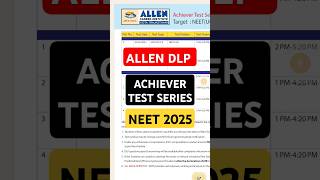 allen test series for neet 2025 shorts neet allen [upl. by Areehs]