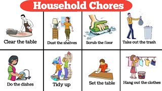 25 Household Chores  Household Chores in English  Household vocabulary [upl. by Bazil]