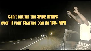 Dodge Charger flees from State Police at speeds reaching over 160 MPH  Cant outrun SPIKE STRIPS [upl. by Chesna]