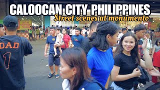 Street scenes at Monumento Caloocan City Walking Tour 4k [upl. by Adelia]