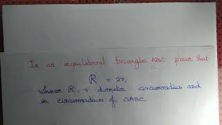 Prove that in an equilateral triangle circumradius  double of incircumradius [upl. by Dorrej31]