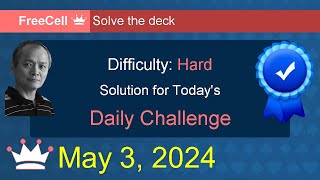 Microsoft Solitaire Collection FreeCell  Hard  May 3 2024 [upl. by Yrtnej]