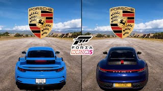 Forza Horizon 5  Porsche 911 GT3 2021 v Porsche 911 Carrera S 2019 Performance and Sound Comparison [upl. by Amimej482]