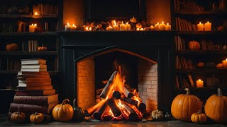 🔴 Cozy Fall Fireplace 🎃🔥 Halloween Ambience NO ADS [upl. by Ingham]