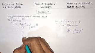 Q16 Ex74 Chapter7 Integrals  Class12th  NCERT 202526  AdnanAlig [upl. by Sitarski]