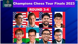 🔴 Round 34  Champions Chess Tour Finals 2023  Carlsen Nakamura Caruana Mvl So Firouzja [upl. by Aerdnac602]