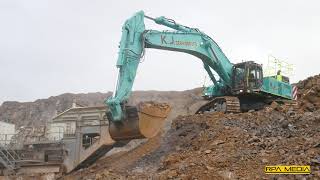 NEW Kobelco SK850 loading a Gipo crusher [upl. by Rocco]