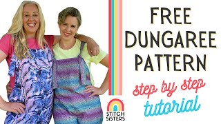 How To Make Dungarees  Easy Free Dungaree Pattern  DIY Overalls Tutorial [upl. by Adrial]