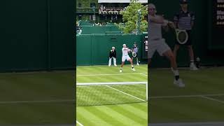 Matteo Berrettini playing at Wimbledon service forehand backhand winning the point [upl. by Erv]