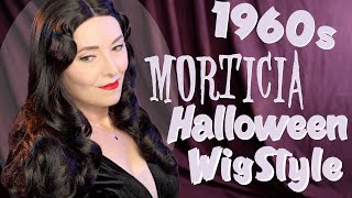 Classic Morticia Addams Hairstyle  A Synthetic Wig Styling Tutorial for Halloween [upl. by Conan562]