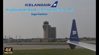 Icelandair to Minneapolis in Saga Premium  4K [upl. by Tahmosh]