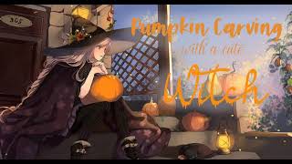 Pumpkin Carving With A Cute Witch F4A [upl. by Yraccaz]