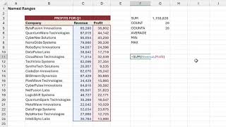 Named Ranges Formula in 365 Excel [upl. by Nnaitsirhc]