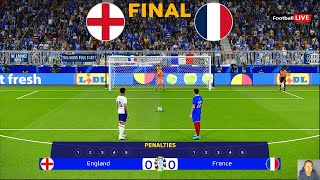 England Vs France  Penalty Shootout  Final UEFA Euro 2024  Mbappe vs Bellingham  PES Gameplay [upl. by Fulbert]