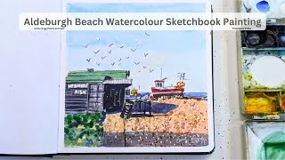 Aldeburgh Beach Watercolour Sketchbook Painting Timelapse Video [upl. by Orimisac920]