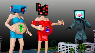 😱 Making CAMERA WOMAN PREGNANT vs SPEAKER WOMAN PREGNANT amp TV MAN Love Story with Polymer Clay [upl. by Wilma53]