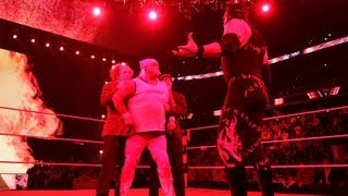 Kane chokeslams Raw guest star Curly from The Three [upl. by Asihtal680]