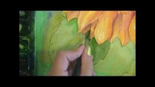 Paint a Sunflower in Watercolor Part 5 Painting Leaves [upl. by Idyak884]