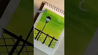 Simple scenery painting drawing watercolor shortvideo shorts ytshorts song [upl. by Arednaxela389]