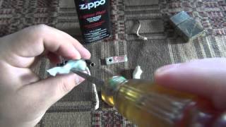 Zippo Lighter Maintenance Replacing Wick amp Flint  Refilling [upl. by Auhel]