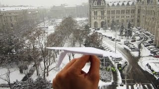 My Paper Plane Performs A Perfect Vertical Landing On A Moving Tram In Snow [upl. by Porte944]