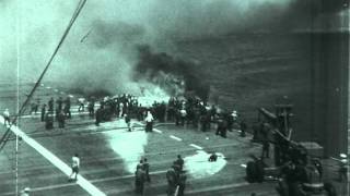 F0837 Vought F7U Cutlass Carrier Crash on USS Hancock Video [upl. by Amoritta]