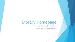 Library Homepage  Gwinnett Technical College [upl. by Eerazed108]