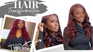 How To Tone Down Bright Red 99J Wig To A Dark Burgundy Color [upl. by Hamrnand]