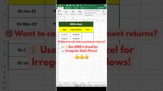 Excel Function Calculate Investment Returns using XIRR in Microsoft Excel✌️ excel excelshorts [upl. by Andrey911]