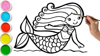 How to draw a mermaid  for kids  Mermaid Drawing [upl. by Olaf]