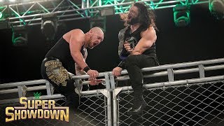 Reigns Corbin battle atop cage WWE Super ShowDown 2020 WWE Network Exclusive [upl. by Anirtac]