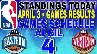 nba standings today April 3 2024  games results  games schedule April 4 2024 [upl. by Caraviello]