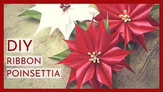 Amazing Ribbon Poinsettias Tutorial DIY Christmas Decor with Ribbons [upl. by Viehmann]