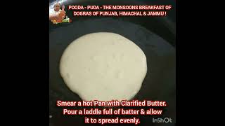 Recipe of POODA  PUDA  THE MONSOONS RAINY DAYS BREAKFAST OF DOGRAS OF PUNJAB HIMACHAL amp JAMMU [upl. by Aralc]