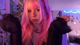 witch tries to do ASMR 🕷💜 fabric scratching jewelry tapping [upl. by Hermione]