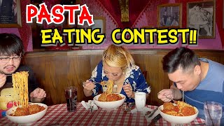 PASTA EATING CONTEST at Buca di Beppo in Brea CA RainaisCrazy ft Asian Andy and Hype Man Vince [upl. by Haelak]