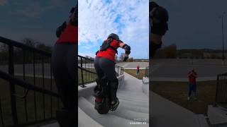 9 year old takes 13 stairs on an electric unicycle EUC Onewheel [upl. by Teemus975]