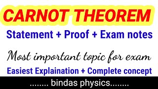 carnot theorem bsc 2nd year  carnot theorem thermodynamics  carnot theorem  bindas physics [upl. by Sonya]