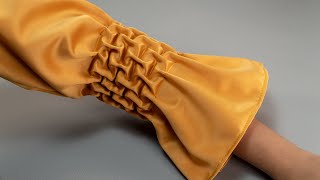 DIY SMOCKING Sleeve  Hand Smocked Idea for your dress [upl. by Htez]