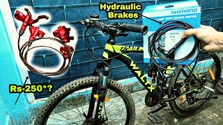 Install Hydraulic Disc Brakes Shimano MT200 Front And MT201 Rear brakes In MTB cycleStunt cycle [upl. by Dukey90]