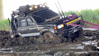 110 Scale Cherokee  LAND CRUISER 80  DEFENDER D90 OffRoad Variety of TerrainSandampMud4X4 RC Car [upl. by Sirroned621]