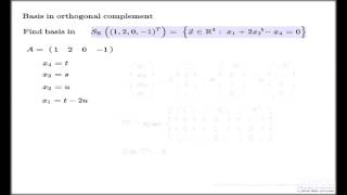 Basis in orthogonal complement subspace [upl. by Kelam512]