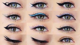 Eyeliner Makeup Tutorial  12 Different Eyeliner Looks [upl. by Aman]