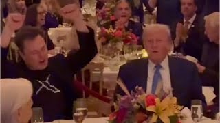 Trump and Elon Musk dance to YMCA at MaraLago Thanksgiving dinner [upl. by Burke284]