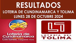 quot🎯 Resultados Loterías y Chances HOY 🔥 Cundinamarca y Tolima  Último Sorteo Lunes 28 oct 2024quot [upl. by Cence]