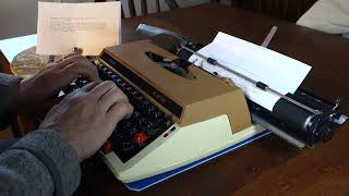 1976 Sears Achiever Brother JP7 typewriter at work [upl. by Venetis105]