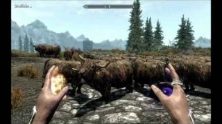 Skyrim 100 Cows vs Unrelenting Force Shout [upl. by Naid857]