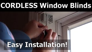 How to Install CORDLESS Window Blinds FAUX WOOD Inside Window Mount [upl. by Ahkeber249]