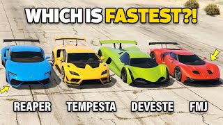 GTA 5 ONLINE  DEVESTE VS TEMPESTA VS REAPER VS FMJ WHICH IS FASTEST [upl. by Aibar]