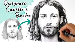 COME DISEGNARE I CAPELLI E LA BARBA  Tutorial disegno a matita facile  Disegnare un volto maschile [upl. by Burleigh]